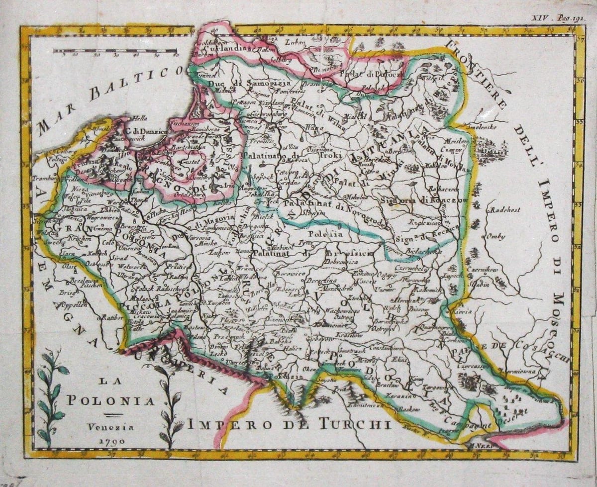 Mappa di old Lituania