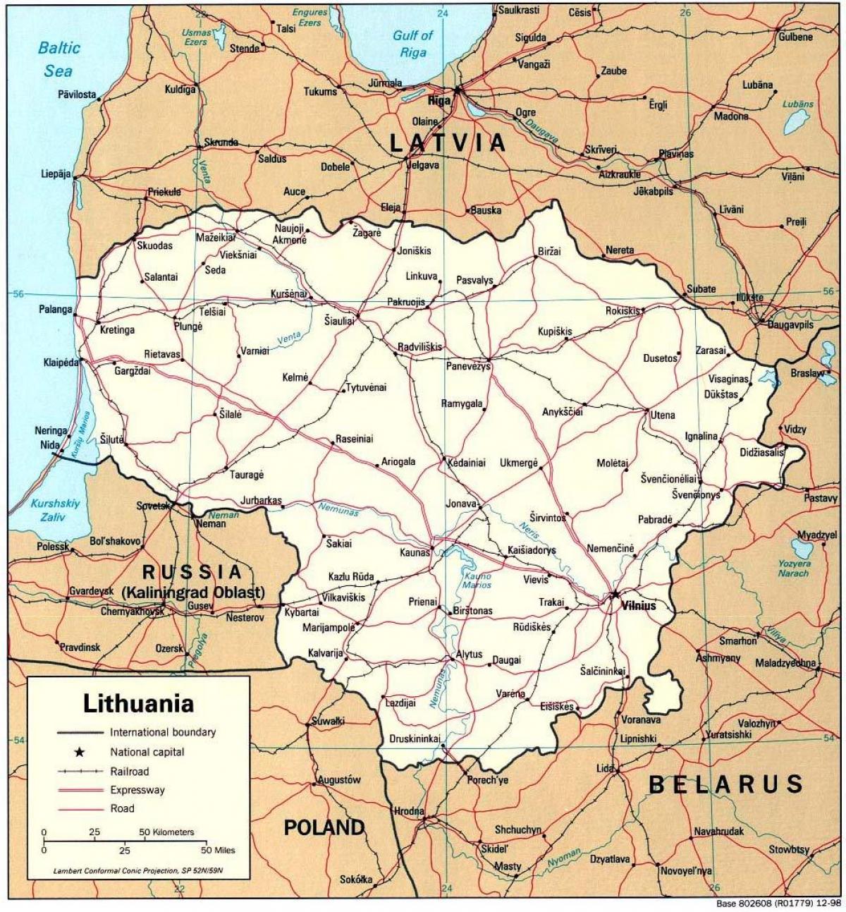 la mappa mostra la Lituania