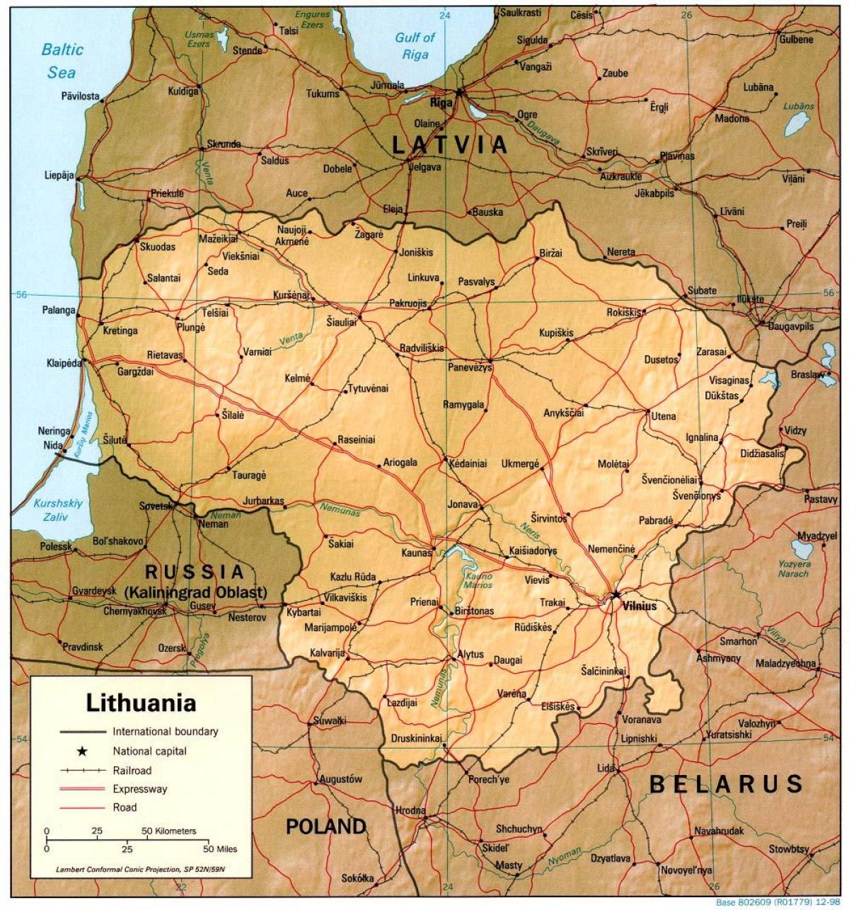 Mappa di Lituania