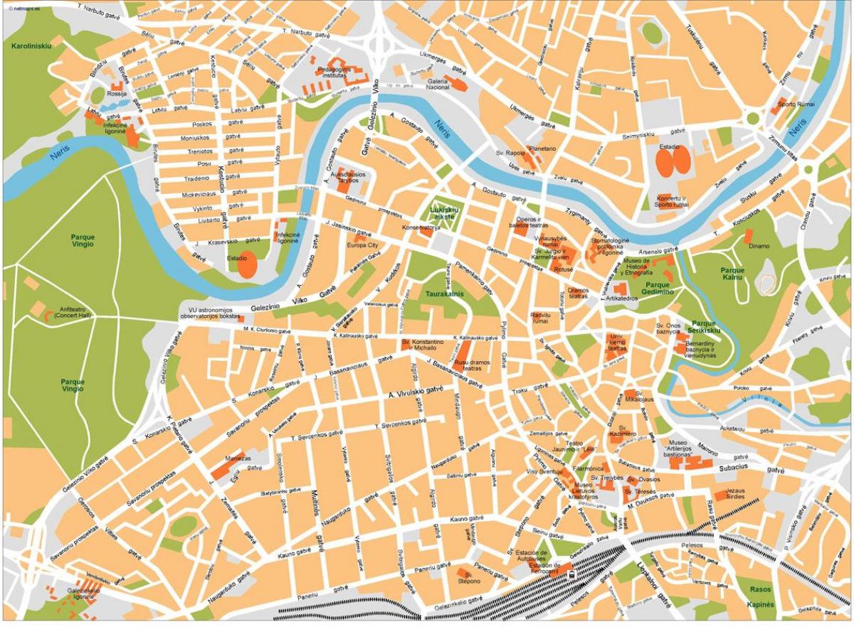 Mappa di vilnius, Lituania 