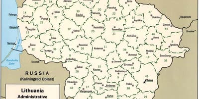 Mappa di mappa Lituania con la città